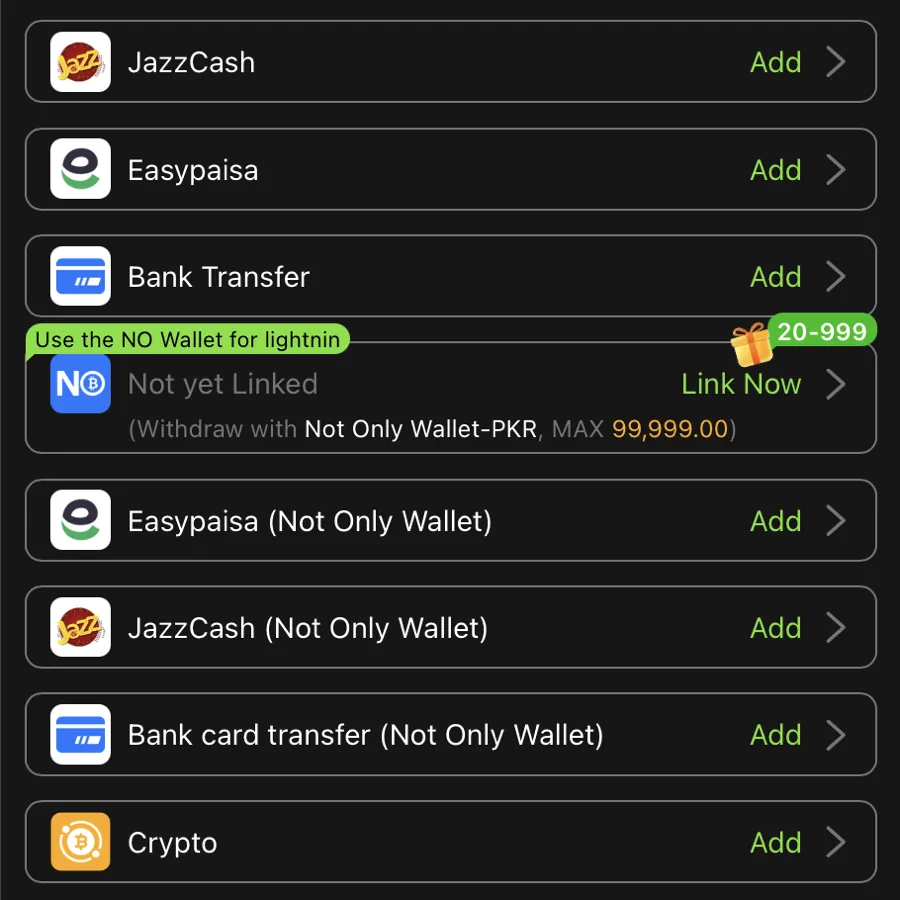 Y999 wallet options: JazzCash, Easypaisa, bank transfer, NO Wallet and crypto
